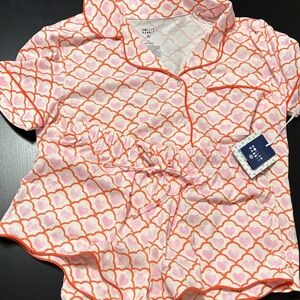 Roller Rabbit Pink and Orange Heart-Print Pajama Set